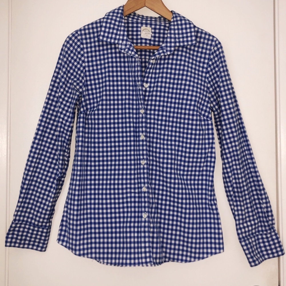 J.CREW Perfect Shirt Button Up Blue Gingham Size 6